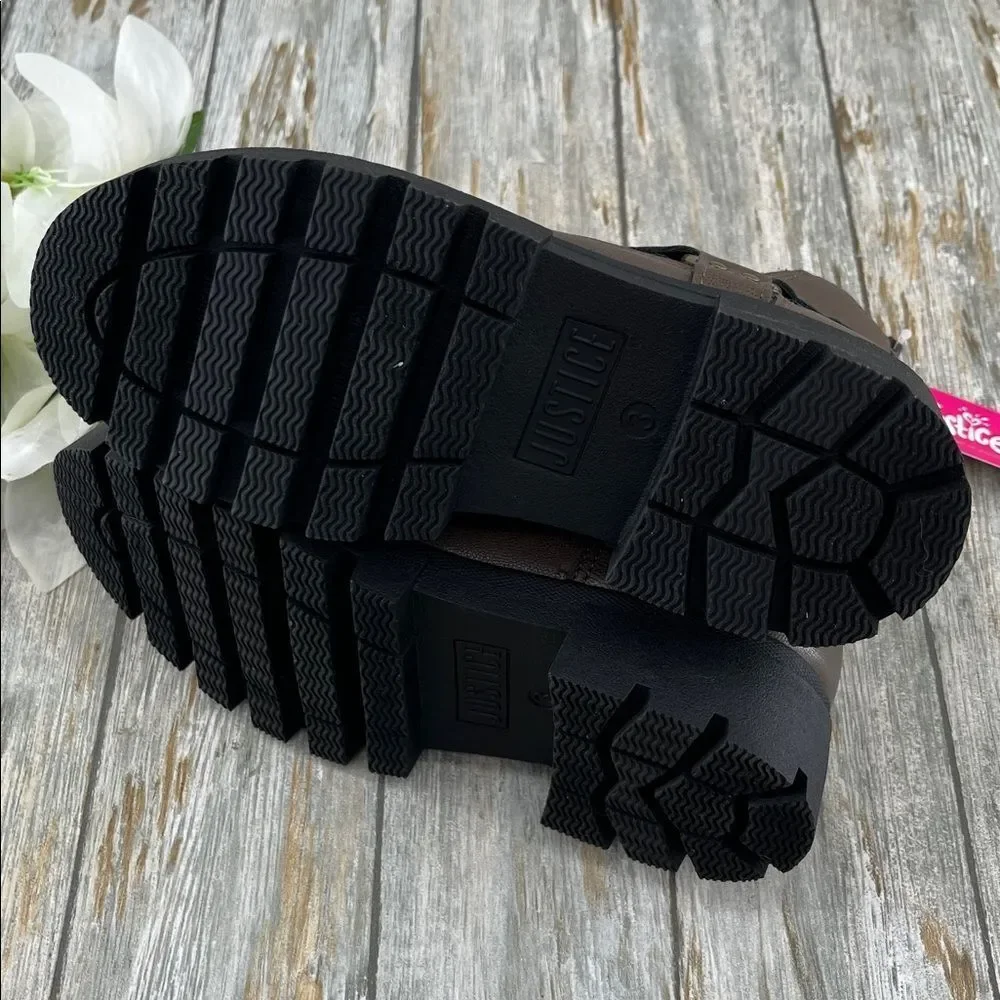Justice Girls Moto Ankle Boots Shoes Size 3